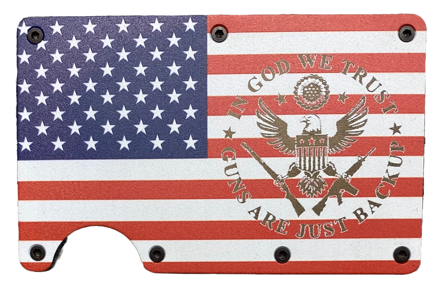 In God We Trust, Guns are Just Back-Up American Flag RFID Protection